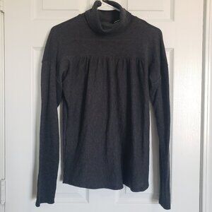 Anthropologie Maeve Thin Sweater Mariah Gathered Turtleneck Carbon Gray Size M